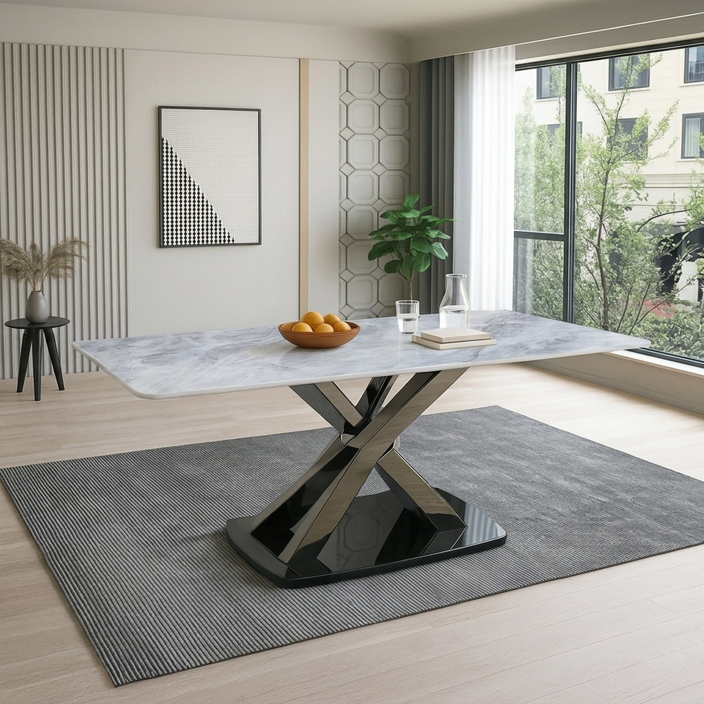 Asteria Marble Top 6 Str Dining Table