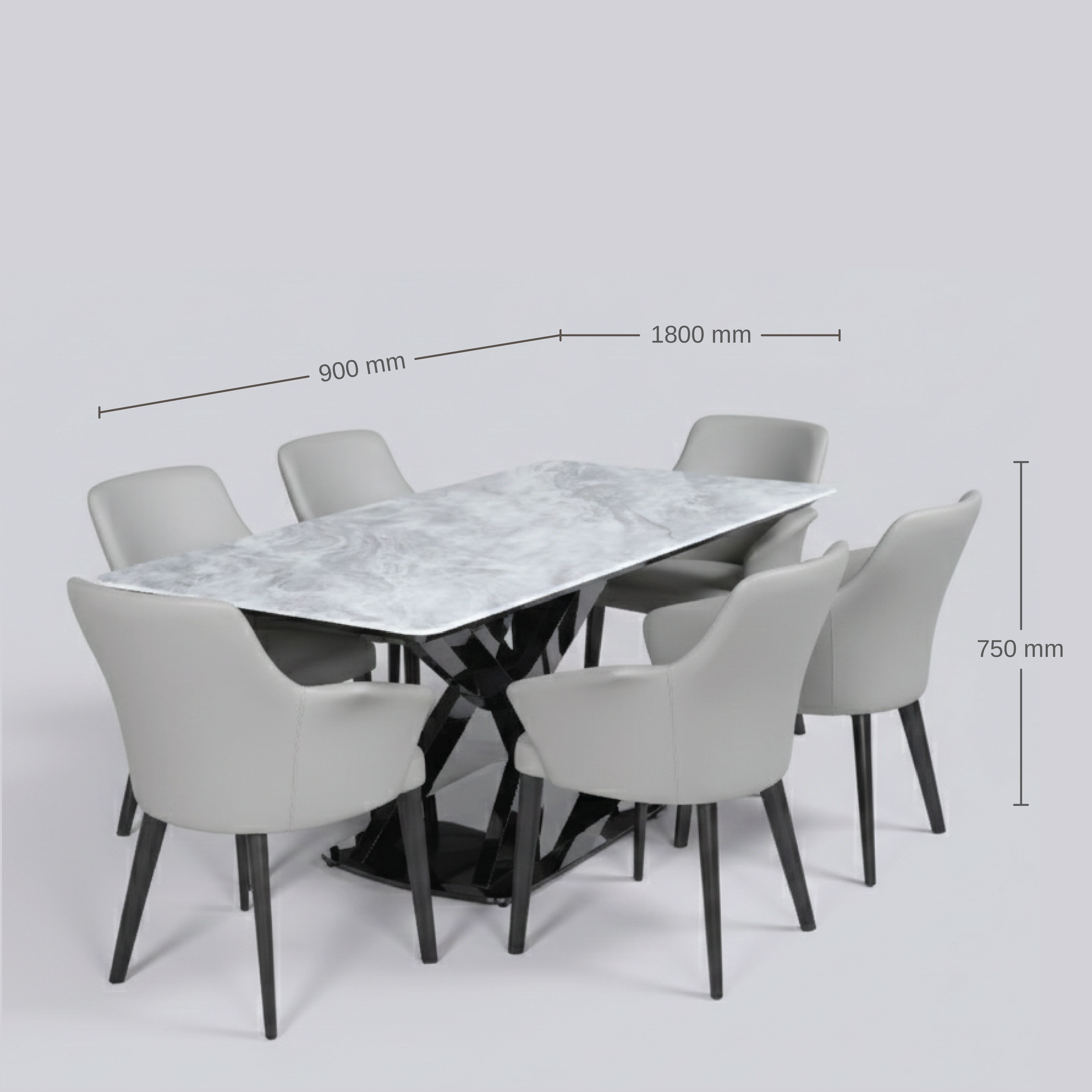 ASTERIA MARBLE TOP 6 STR DINNING TABLE