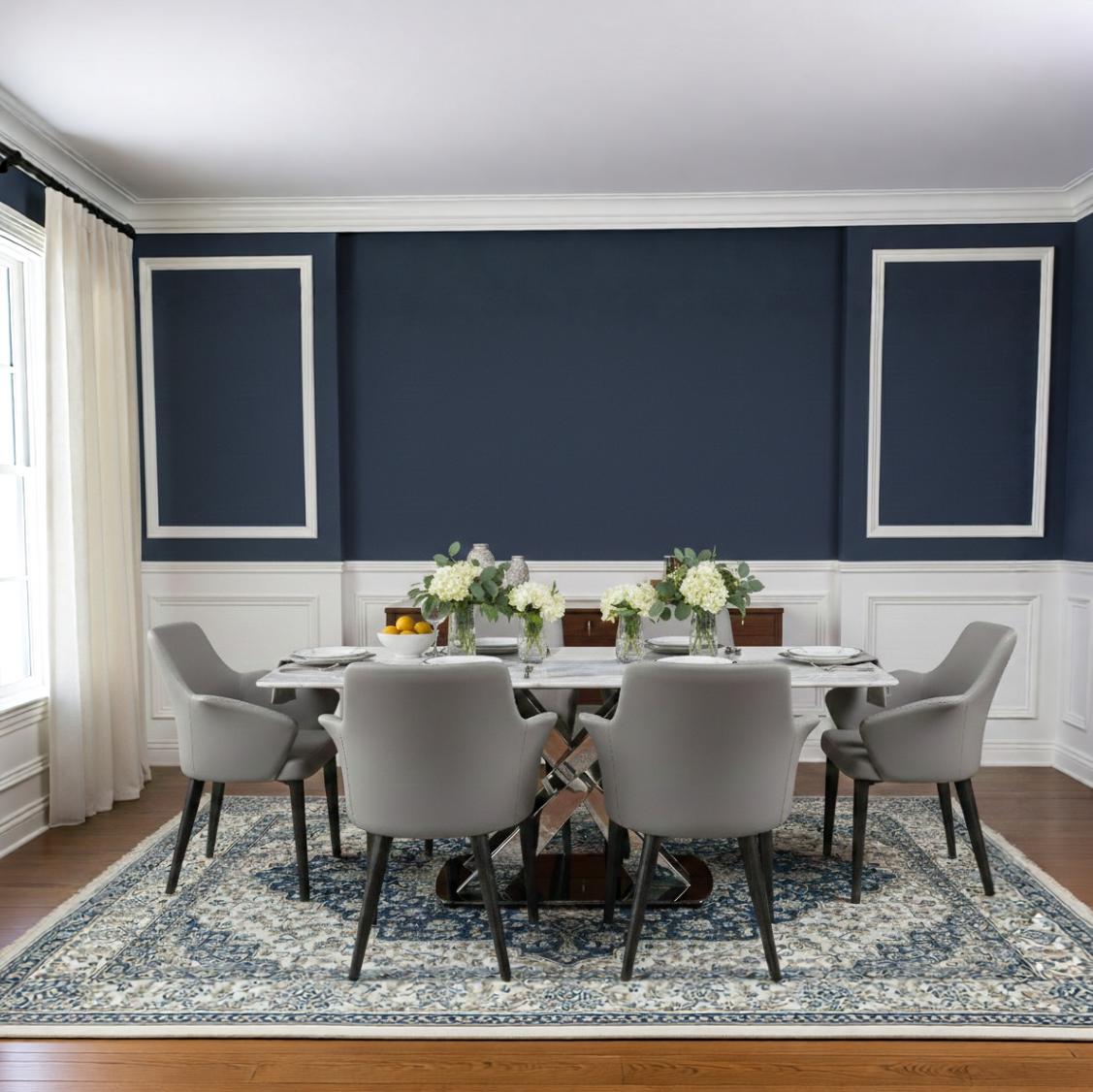 ASTERIA MARBLE TOP 6 STR DINNING TABLE