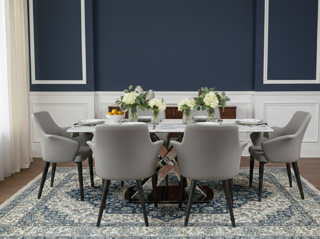 ASTERIA MARBLE TOP 6 STR DINNING TABLE