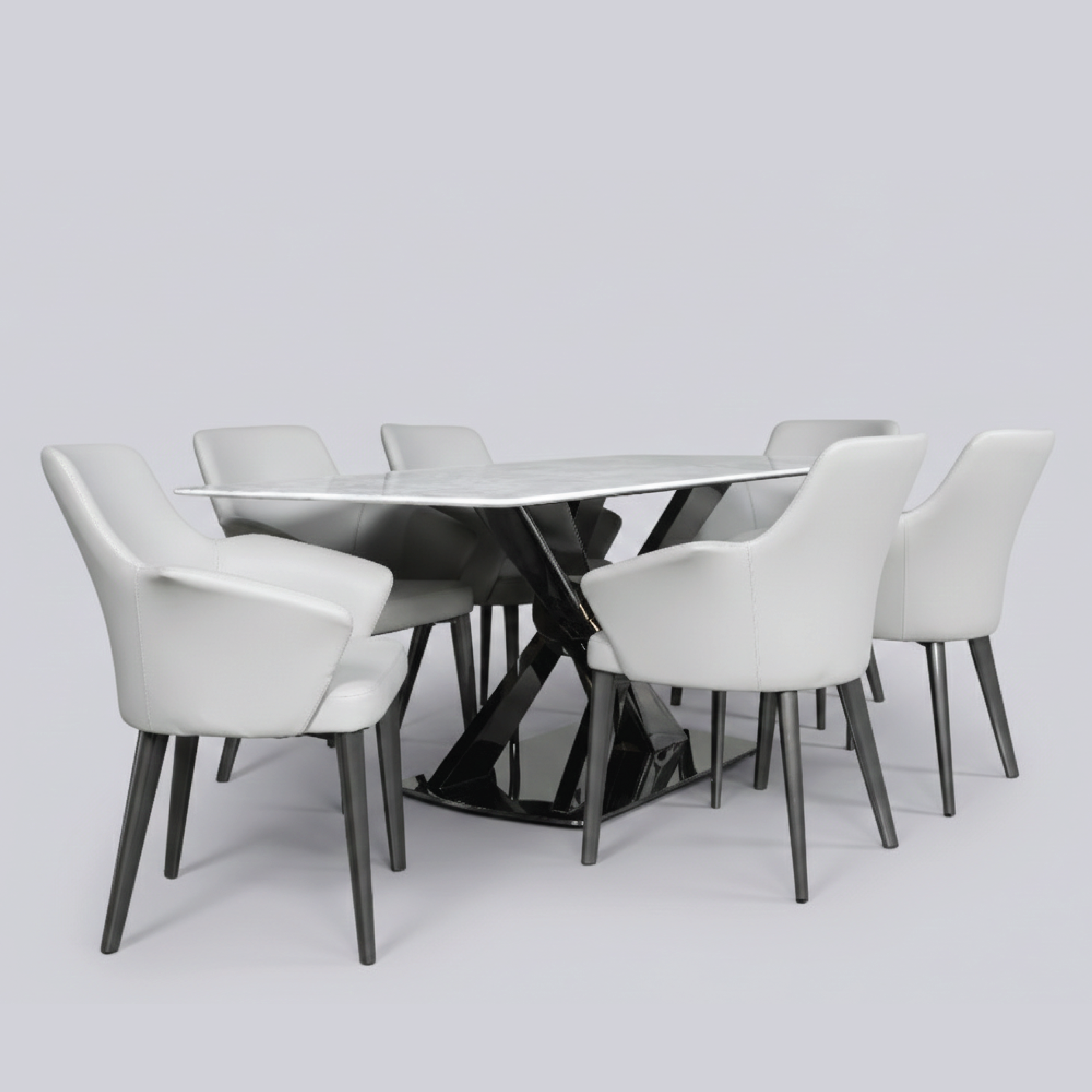 ASTERIA MARBLE TOP 6 STR DINNING TABLE