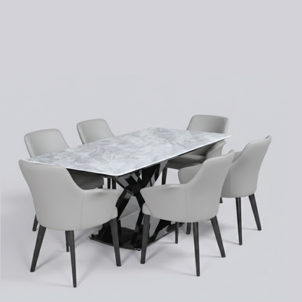 Asteria Marble Top 6 Str Dining Table dimensions