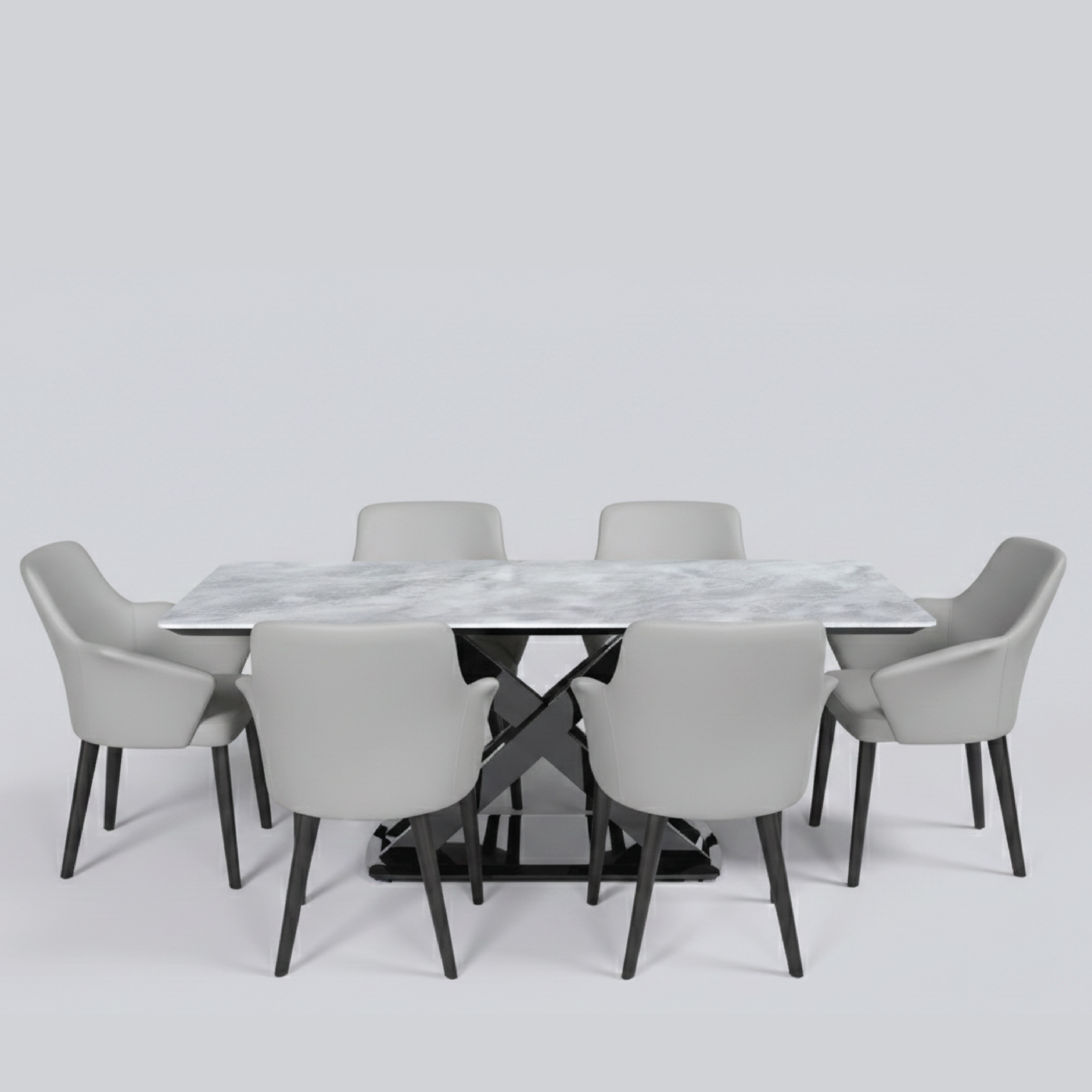 ASTERIA MARBLE TOP 6 STR DINNING TABLE