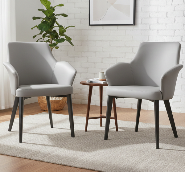 Asteria Dining Chair Set of 2 Grey dimensions