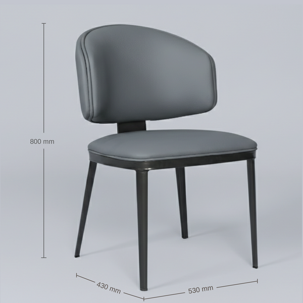 Glamora Dining Chair Set of 2 Dark Grey dimensions