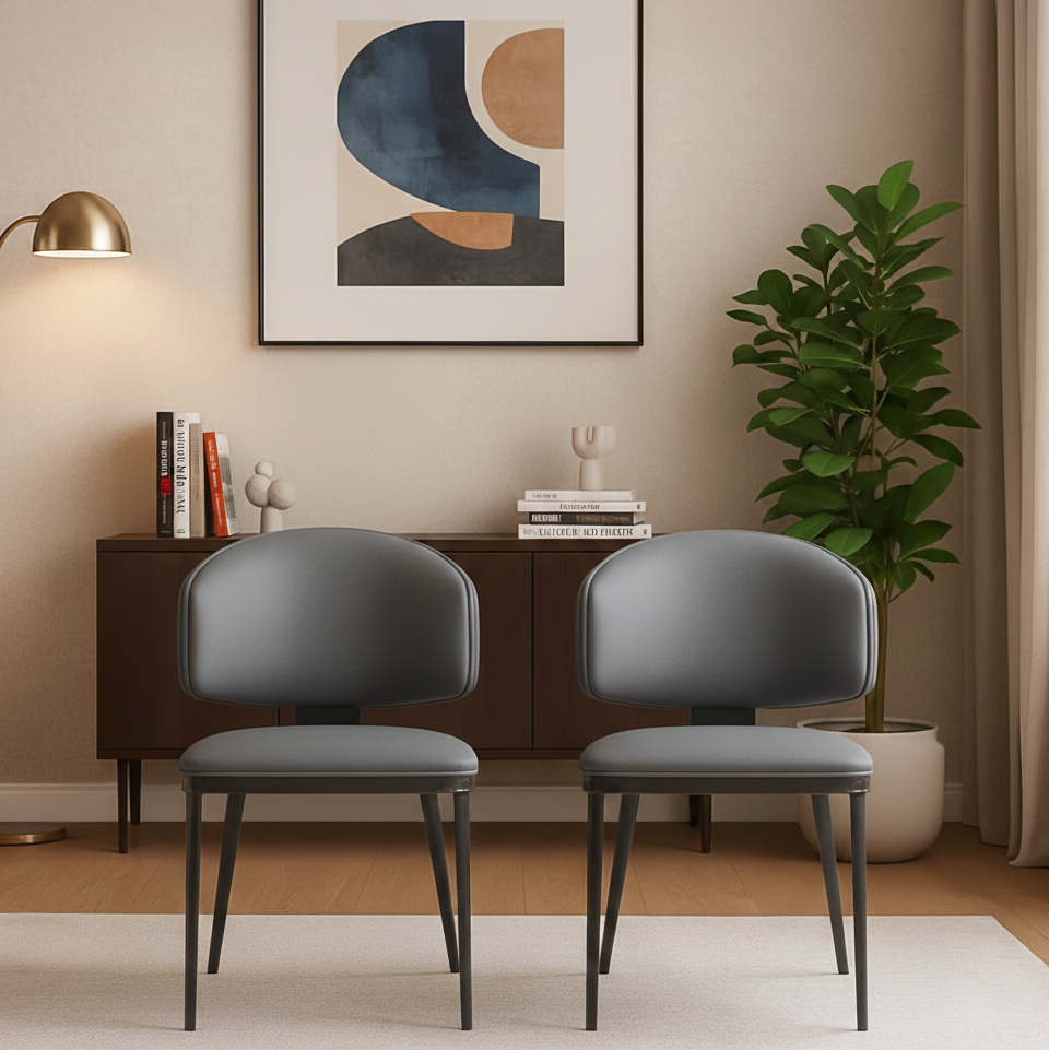 GLAMORA DINNING CHAIR SET OF 2 DARK GREY