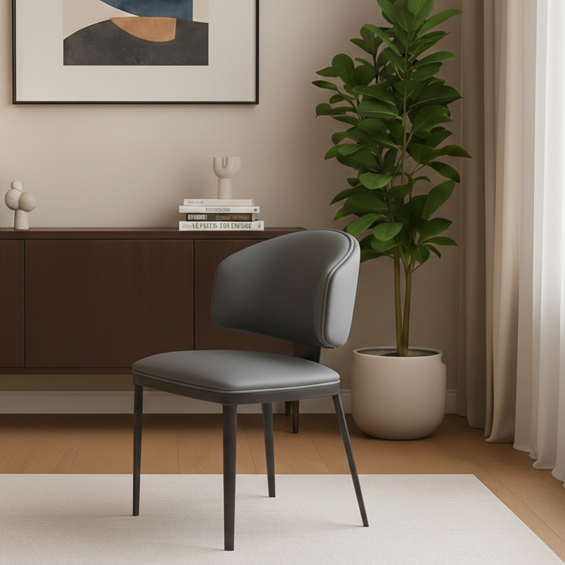 GLAMORA DINNING CHAIR SET OF 2 DARK GREY