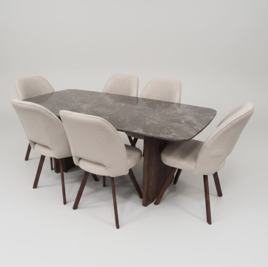 OREN SINTERED STONE 6 STR DINING SET