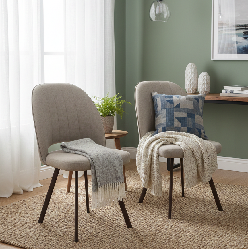 OREN DINNING CHAIR SET OF 2 BEIGE