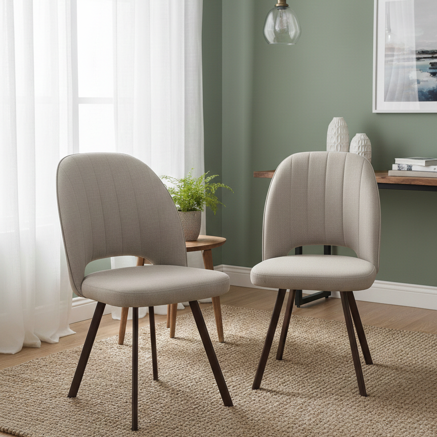 OREN DINNING CHAIR SET OF 2 BEIGE
