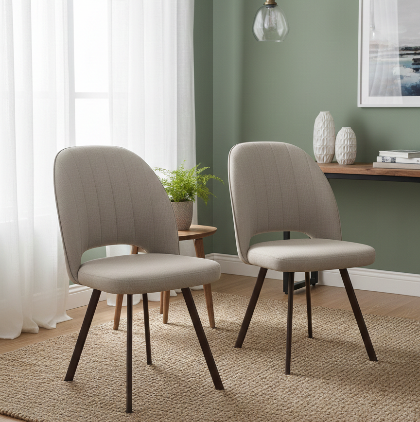 OREN DINNING CHAIR SET OF 2 BEIGE