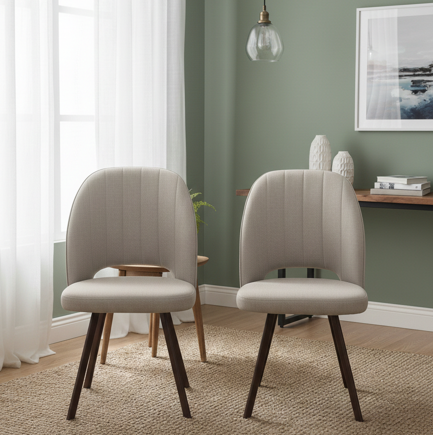 OREN DINNING CHAIR SET OF 2 BEIGE