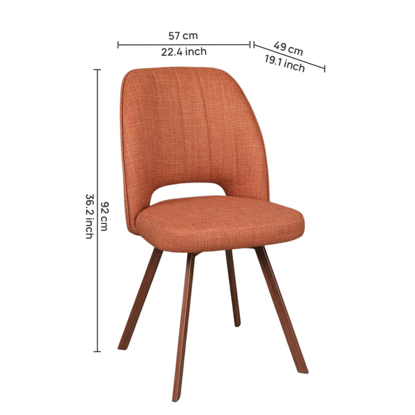 Oren Dinning Chair Set Of 2 Orange dimensions