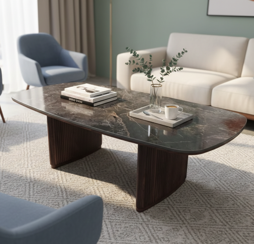OREN SINTERED STONE TOP COFFEE TABLE