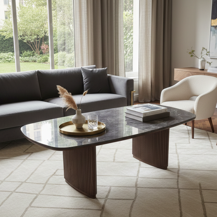 OREN SINTERED STONE TOP COFFEE TABLE