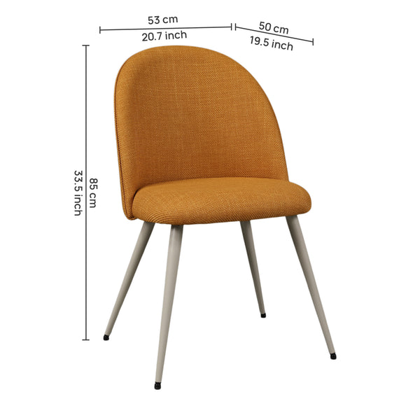 Fauna Dinning Chair Set Of 2 Yellow dimensions