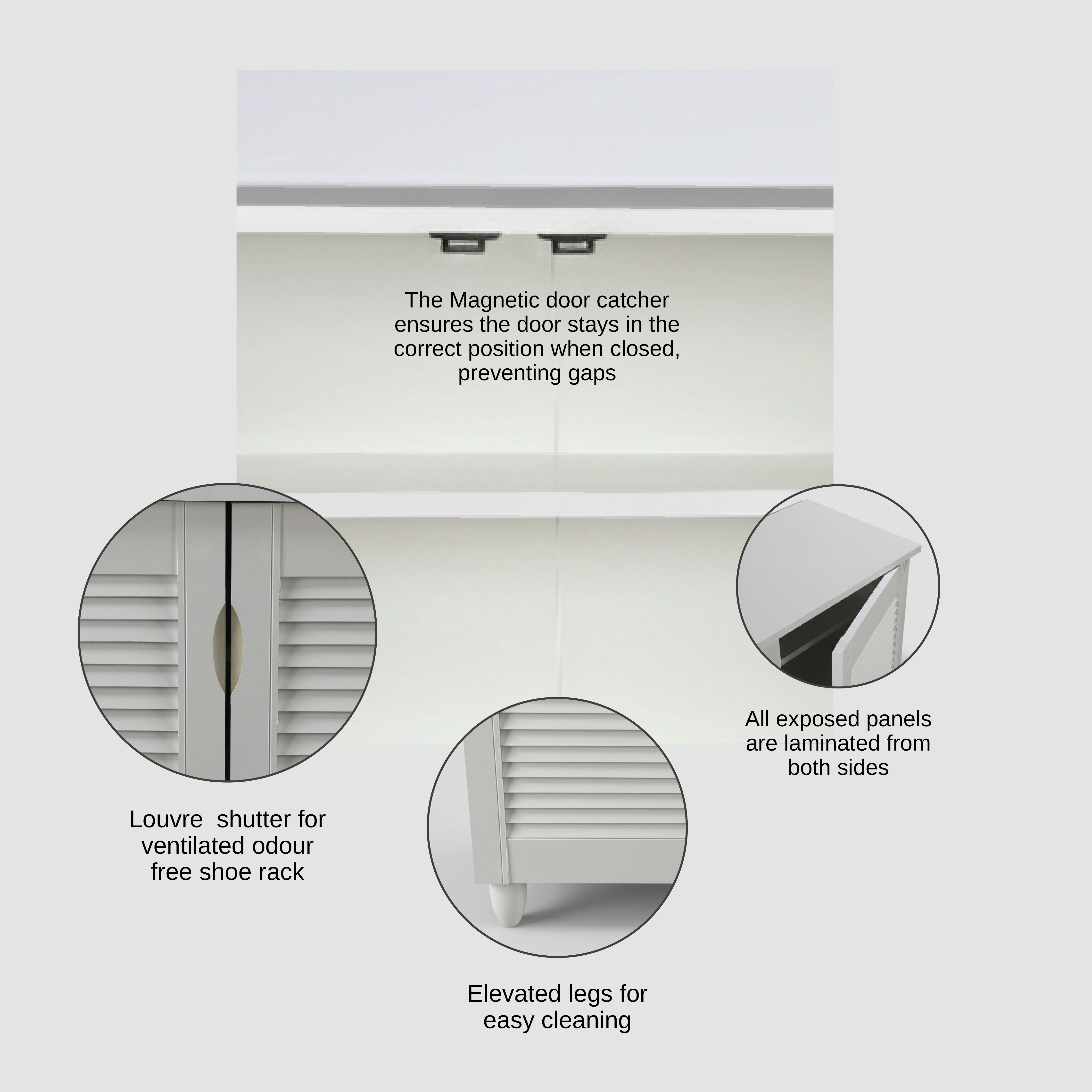KAIRA 2 DOOR SHOE RACK ALL WHITE