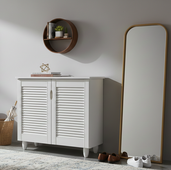 KAIRA 2 DOOR SHOE RACK ALL WHITE dimensions