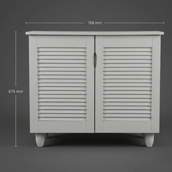 Kaira 2 Door Shoe Rack All White dimensions