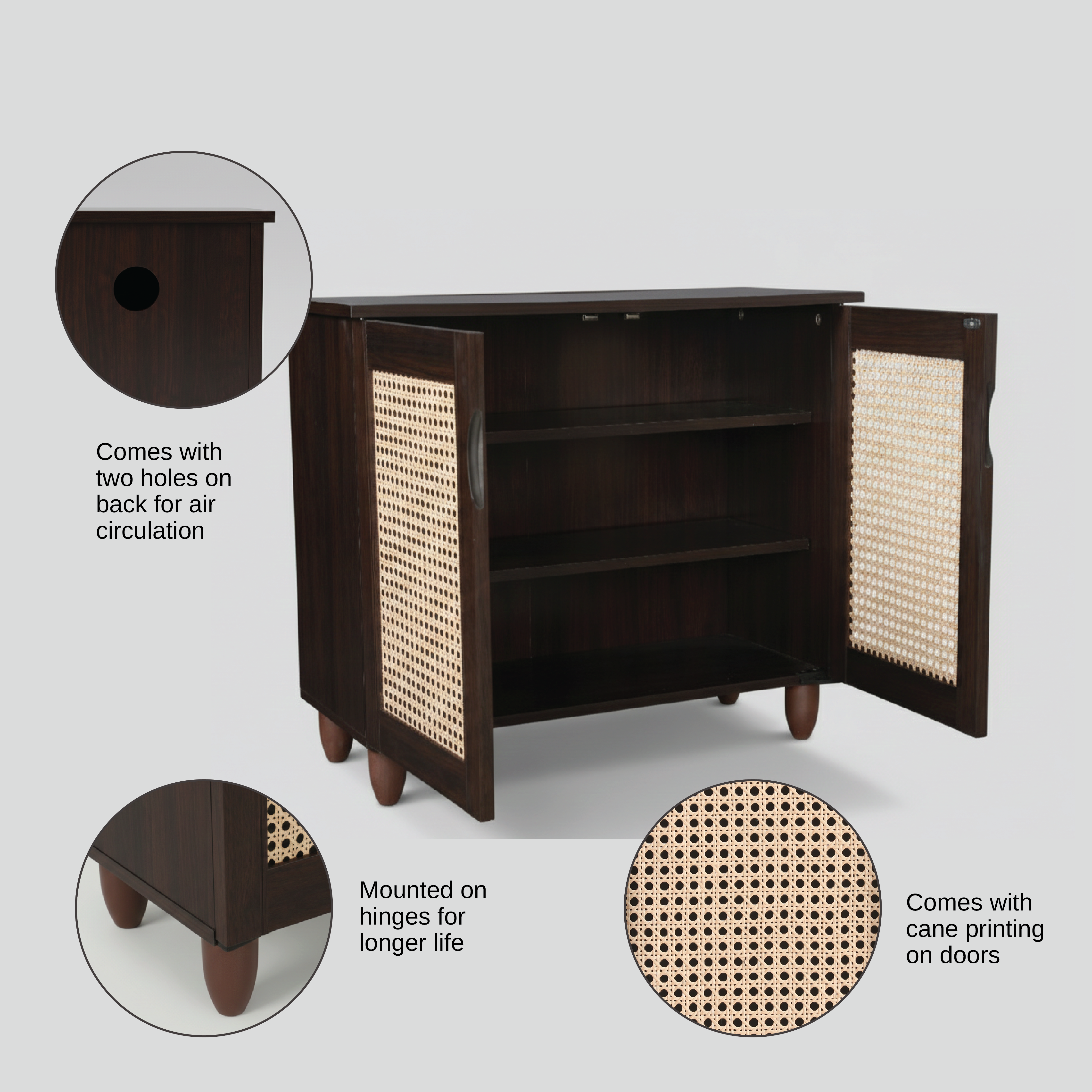 Kaira 2 Door Shoe Rack Wenge New