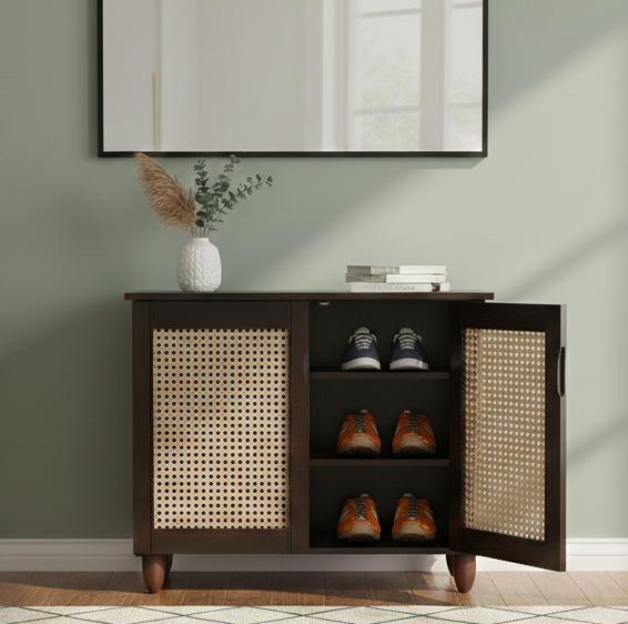 Kaira 2 Door Shoe Rack Wenge New dimensions