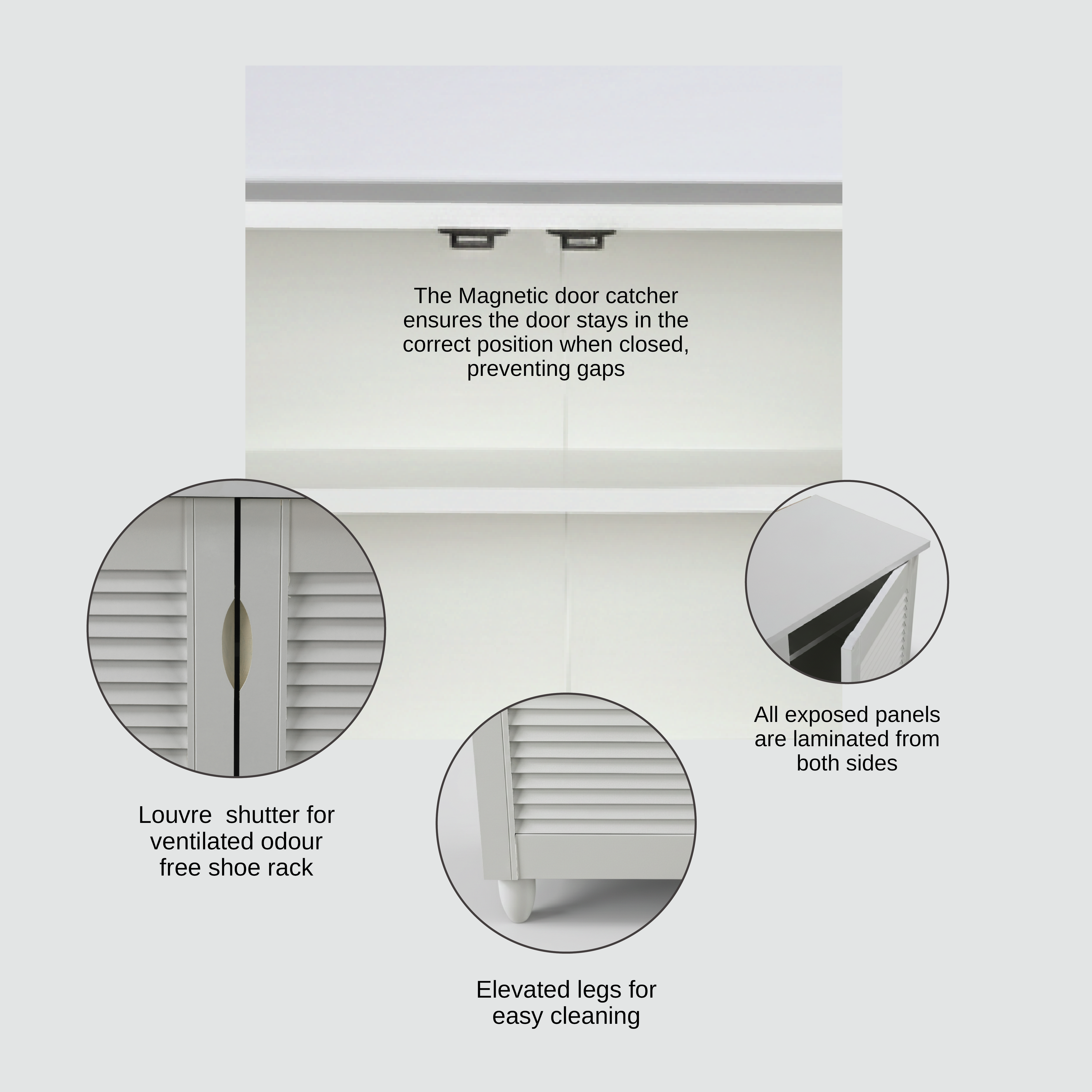 CYRA 3 DOOR SHOE RACK ALL WHITE