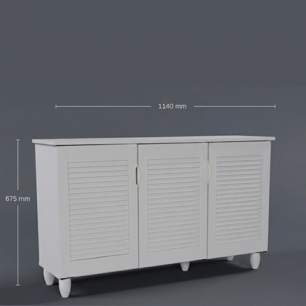CYRA 3 DOOR SHOE RACK ALL WHITE