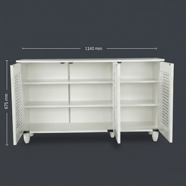 Cyra 3 Door Shoe Rack All White dimensions