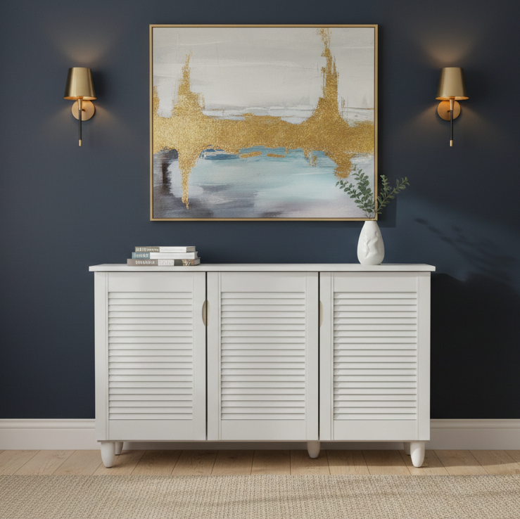 CYRA 3 DOOR SHOE RACK ALL WHITE