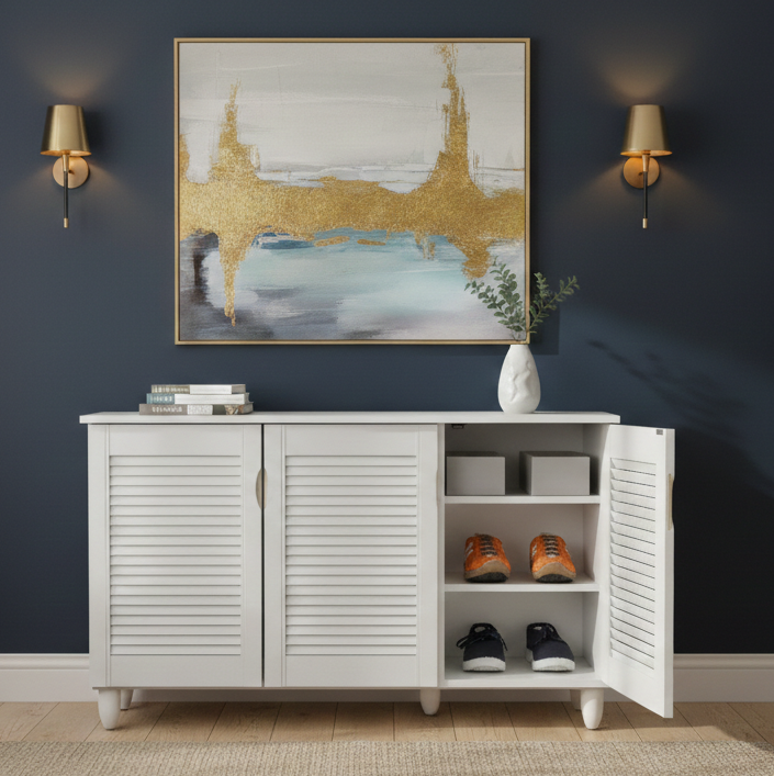 CYRA 3 DOOR SHOE RACK ALL WHITE