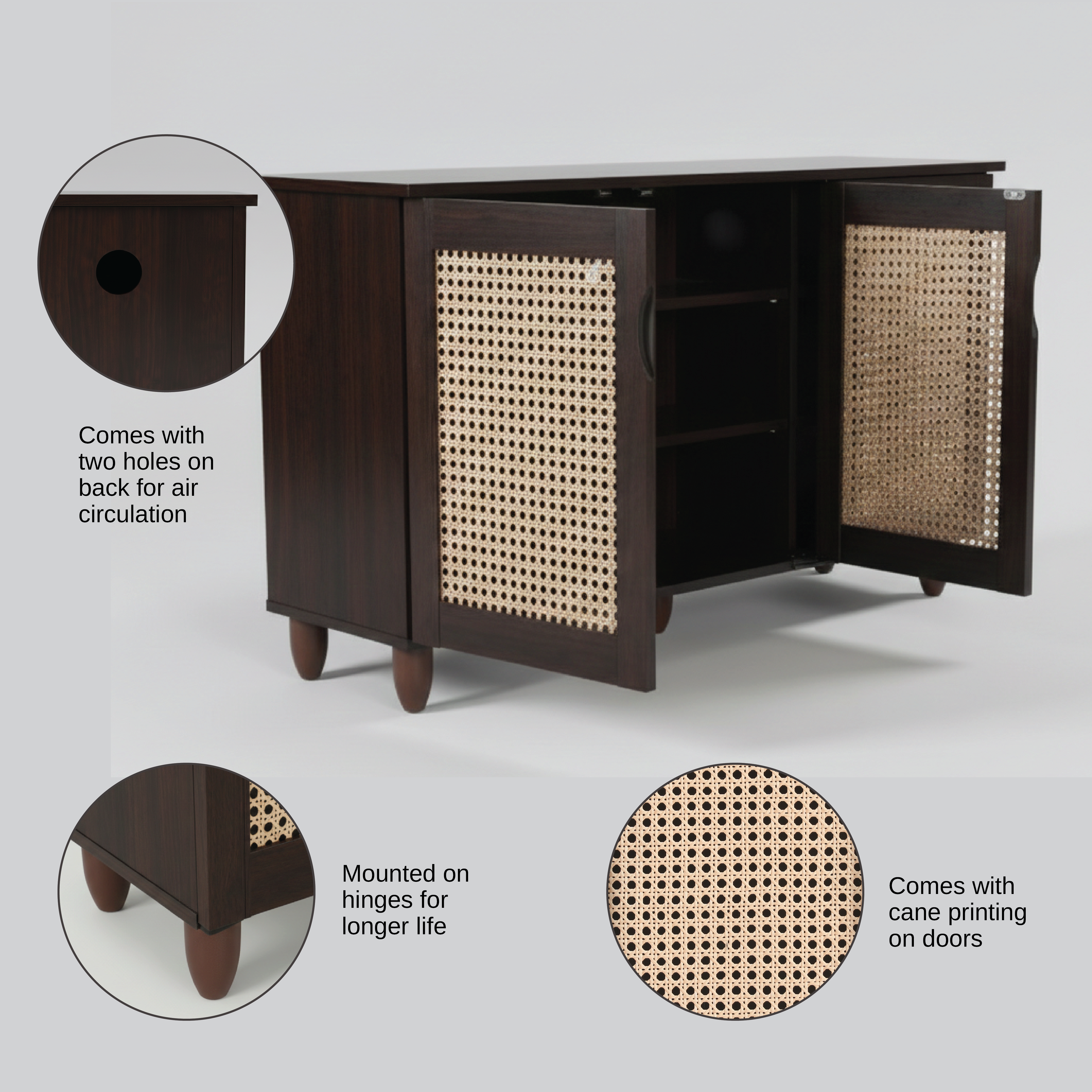 Cyra 3 Door Shoe Rack Wenge New