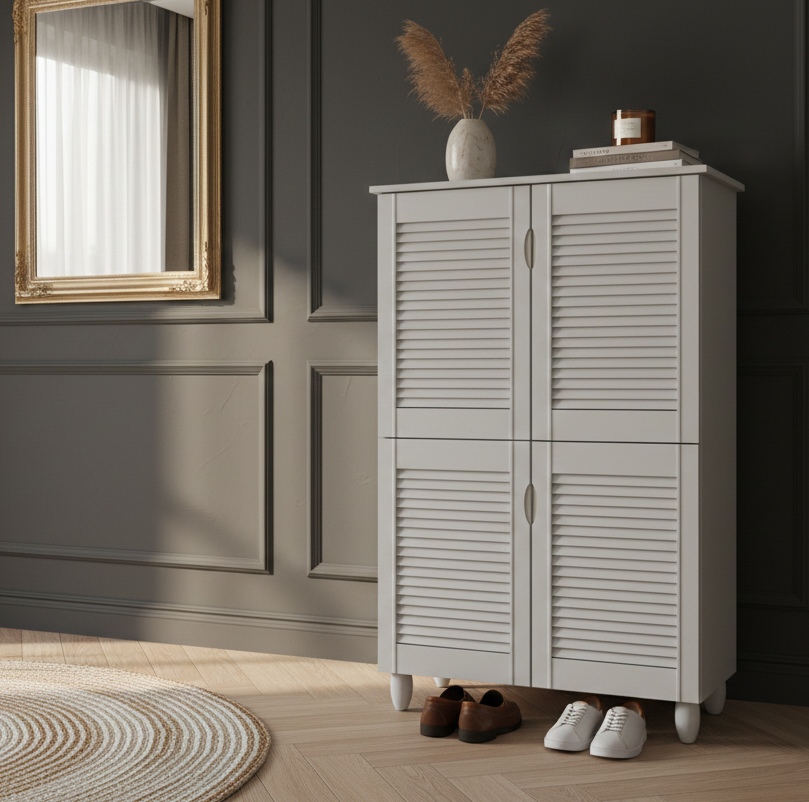 GAYLE 4 DOOR SHOE RACK ALL WHITE