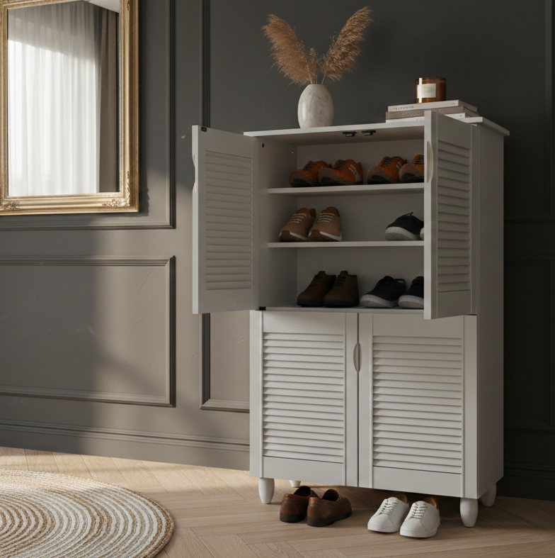 GAYLE 4 DOOR SHOE RACK ALL WHITE