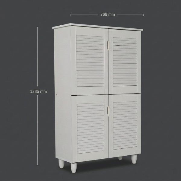 Gayle 4 Door Shoe Rack All White dimensions