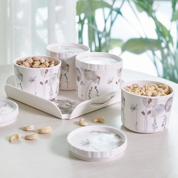 Zinnea Melamine Serving Set of 5 in Multi Colour by Servewell dimensions