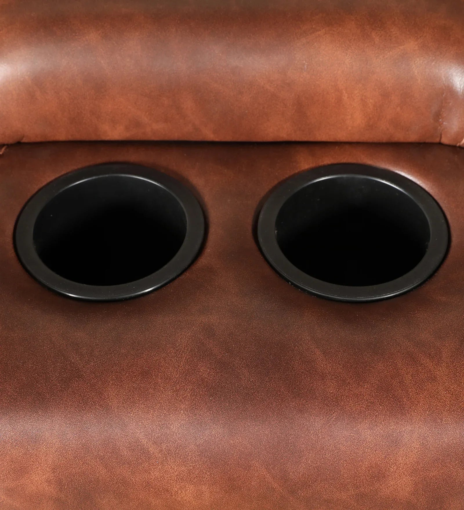 Urbano Leather Fabric Two Seater Recliner with Console in Brown Colour - HomeTown