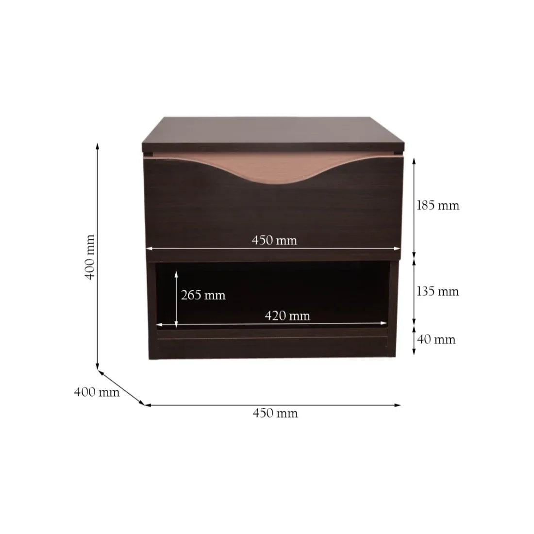 Swirl Night Stand in Wenge Colour - HomeTown