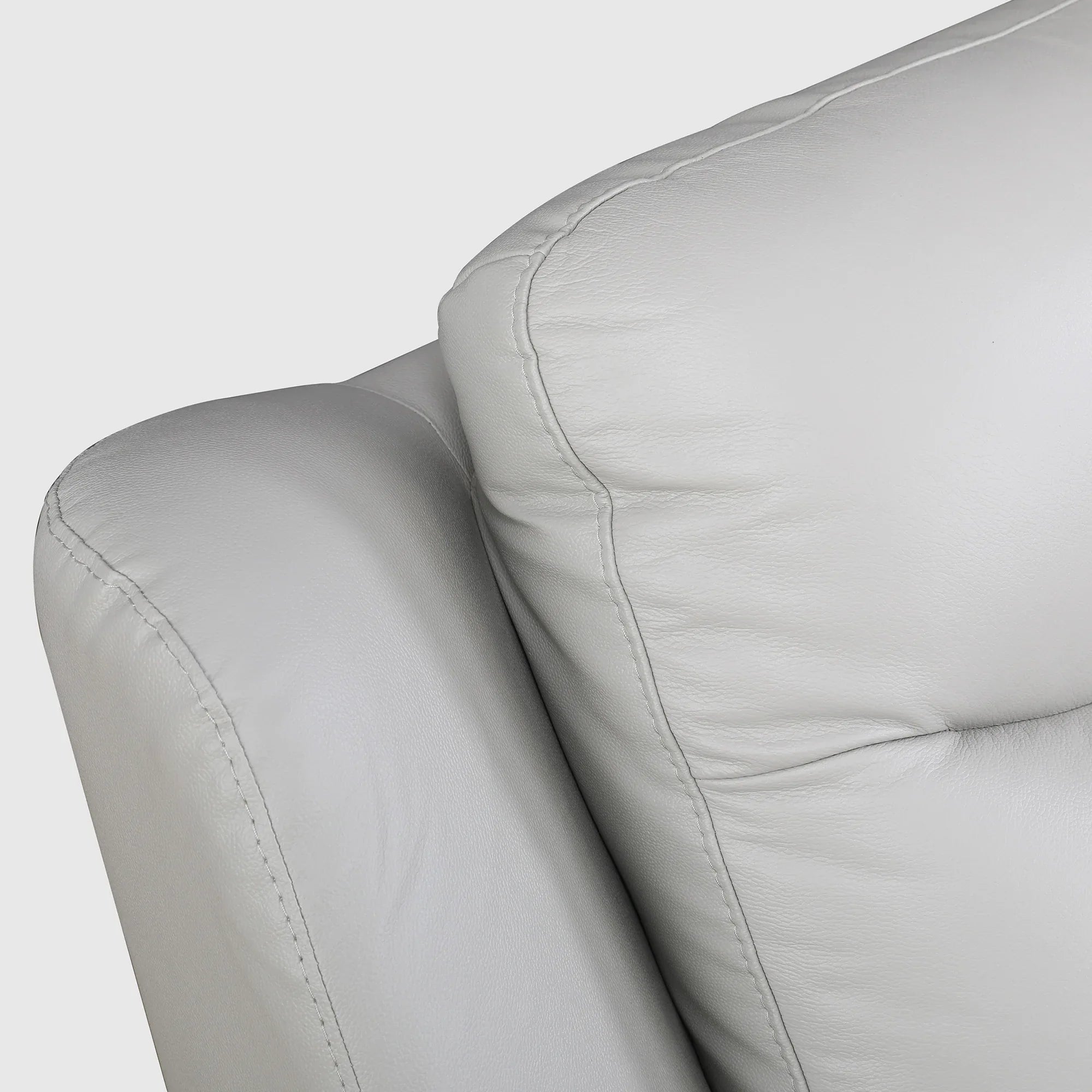 Alexa Half Leather Three Seater Sofa in Light Grey Colour - HomeTown