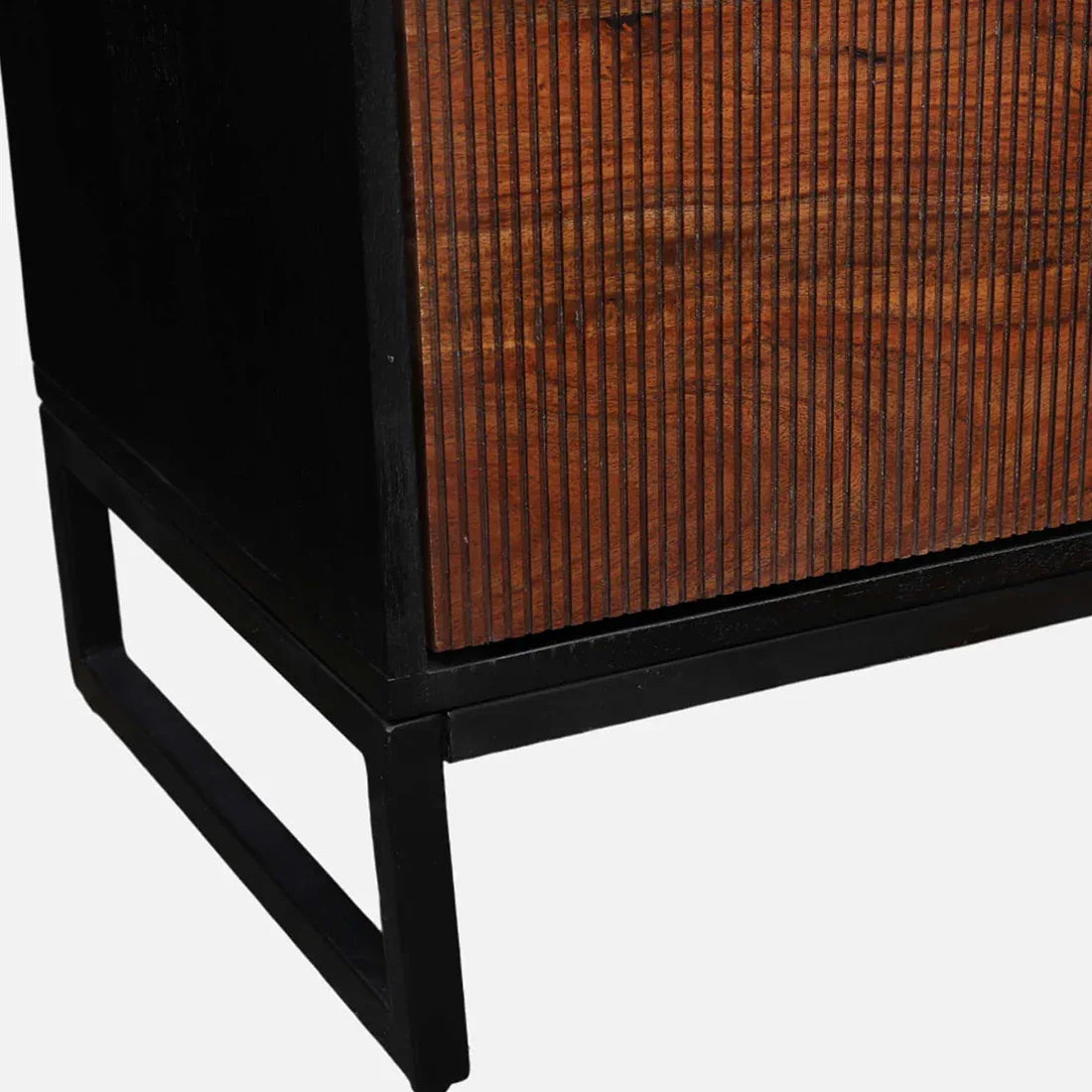 Sven Sheesham Wood(Rosewood) Low Height Tv Unit in Natural Sheesham & Black Colour - HomeTown
