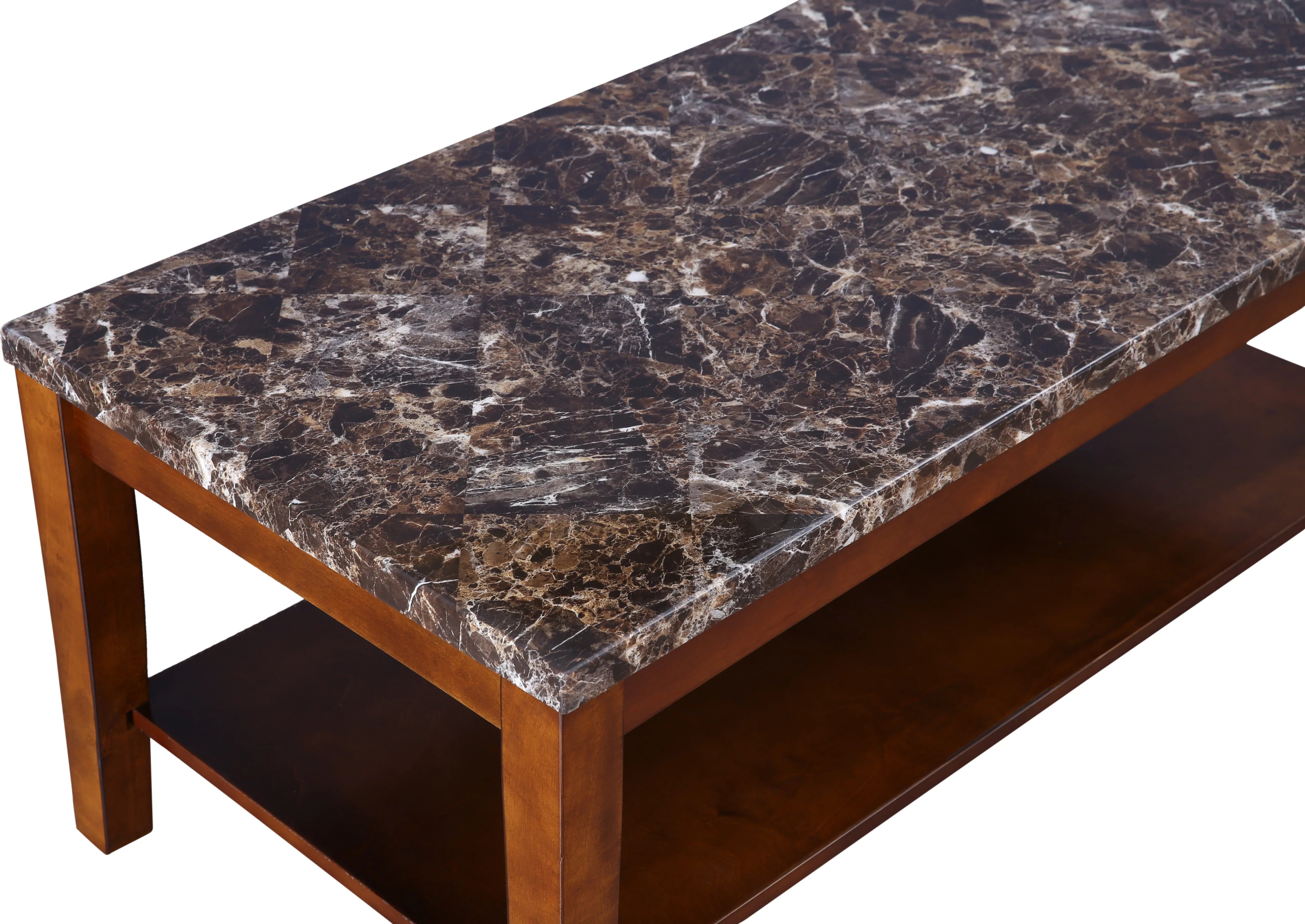 Eden Marble Finish Top Center Table in Brown Colour - HomeTown
