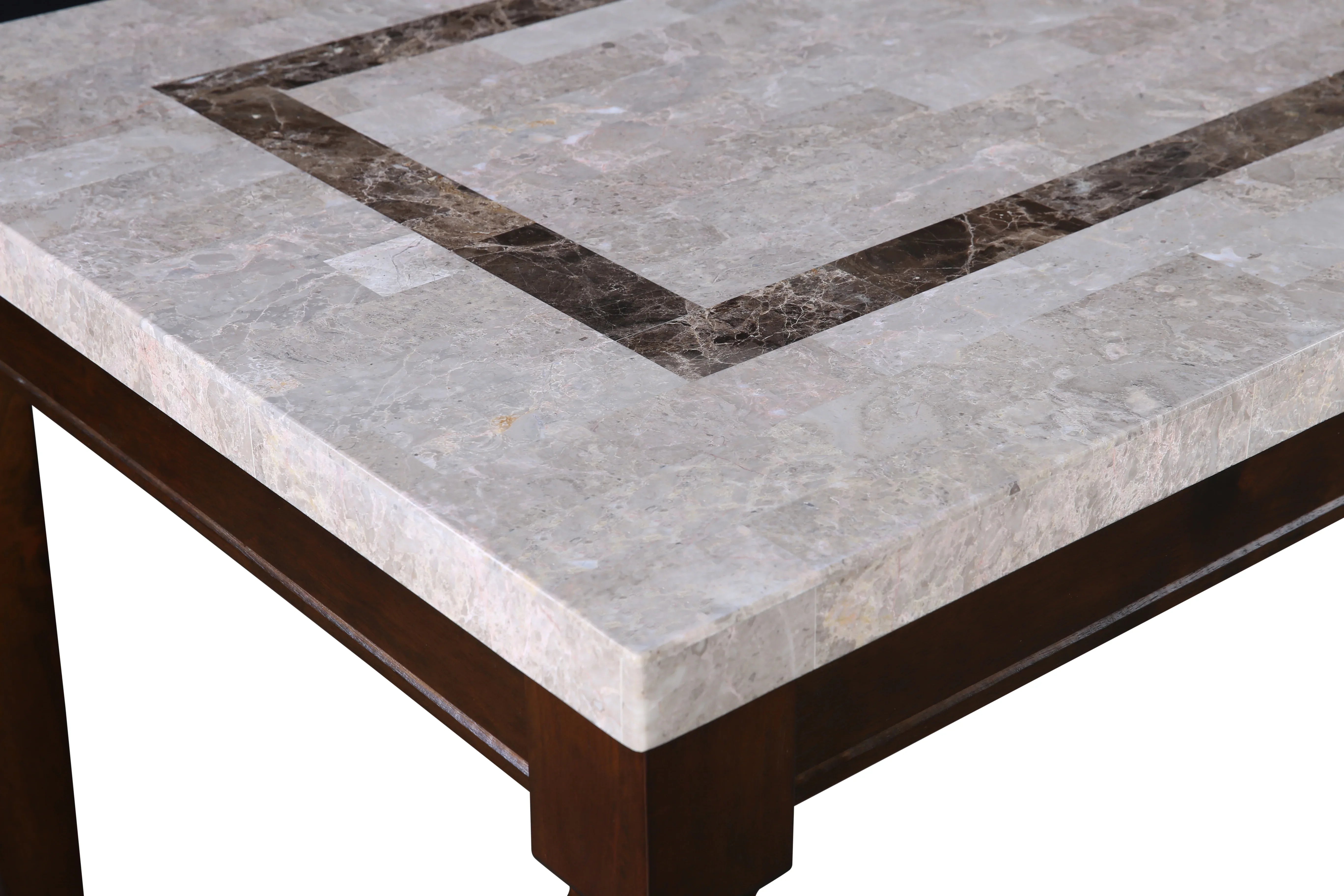 Bliss Marble Top 6 Seater Dining Table with Inlay in Beige Colour - HomeTown