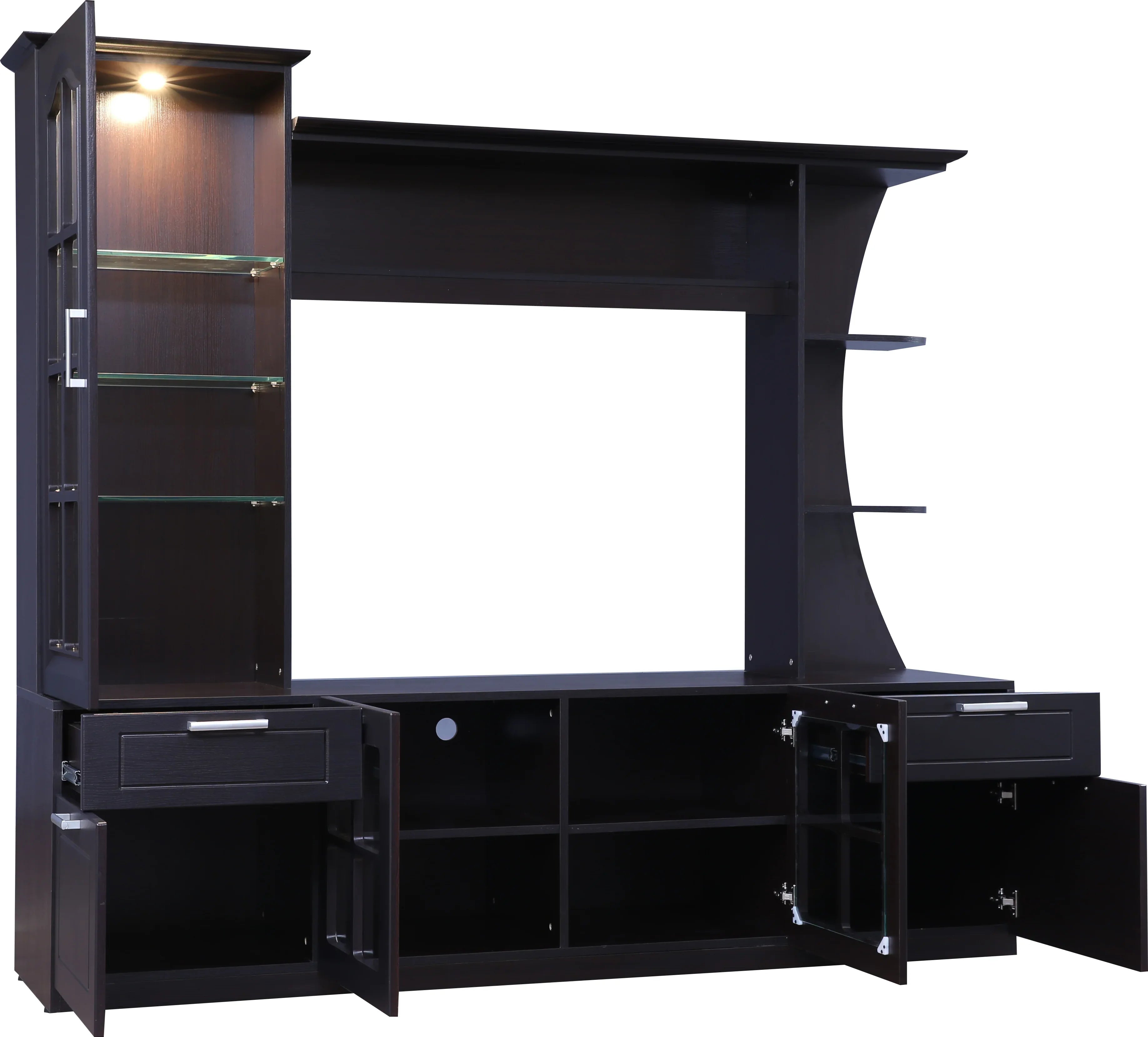 Mandrin Engineered Wood Wall Unit in Wenge Colour - HomeTown