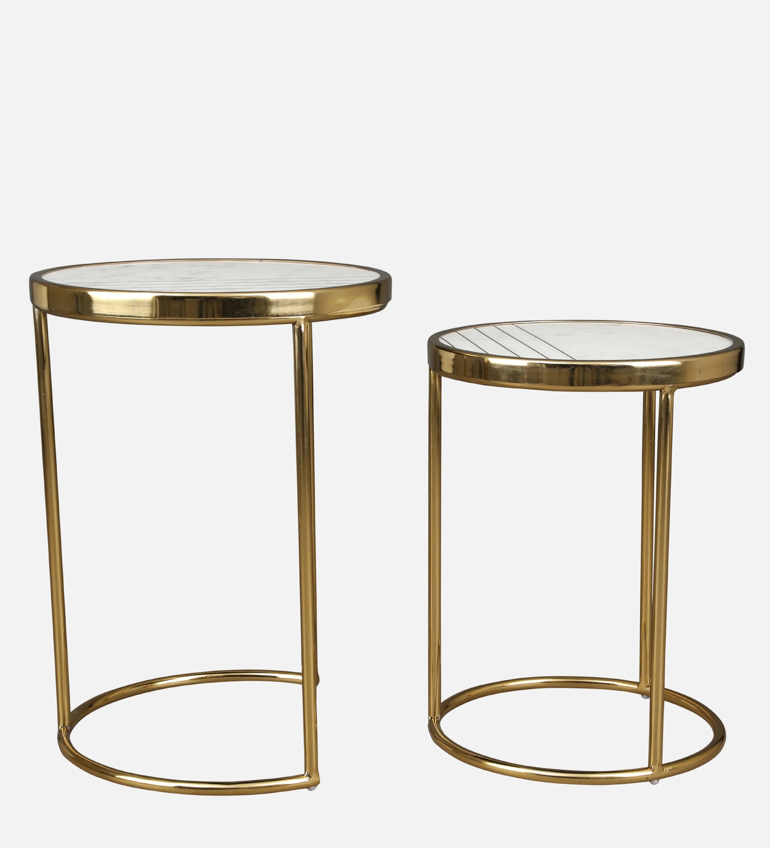 Netanya Metal Table in Gold & White Colour - HomeTown
