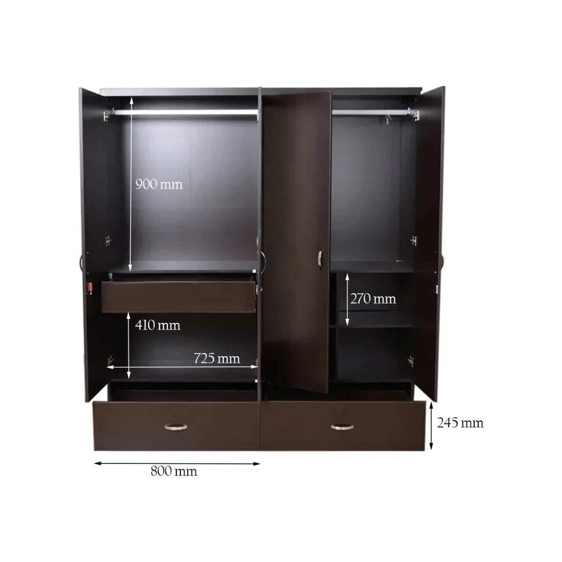 Utsav Four Door Wardrobe with Mirror - HomeTown