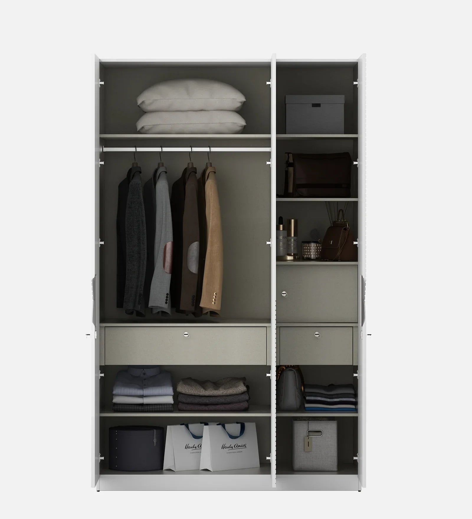 Gwen Four Door Wardrobe in White & Denim Colour - HomeTown