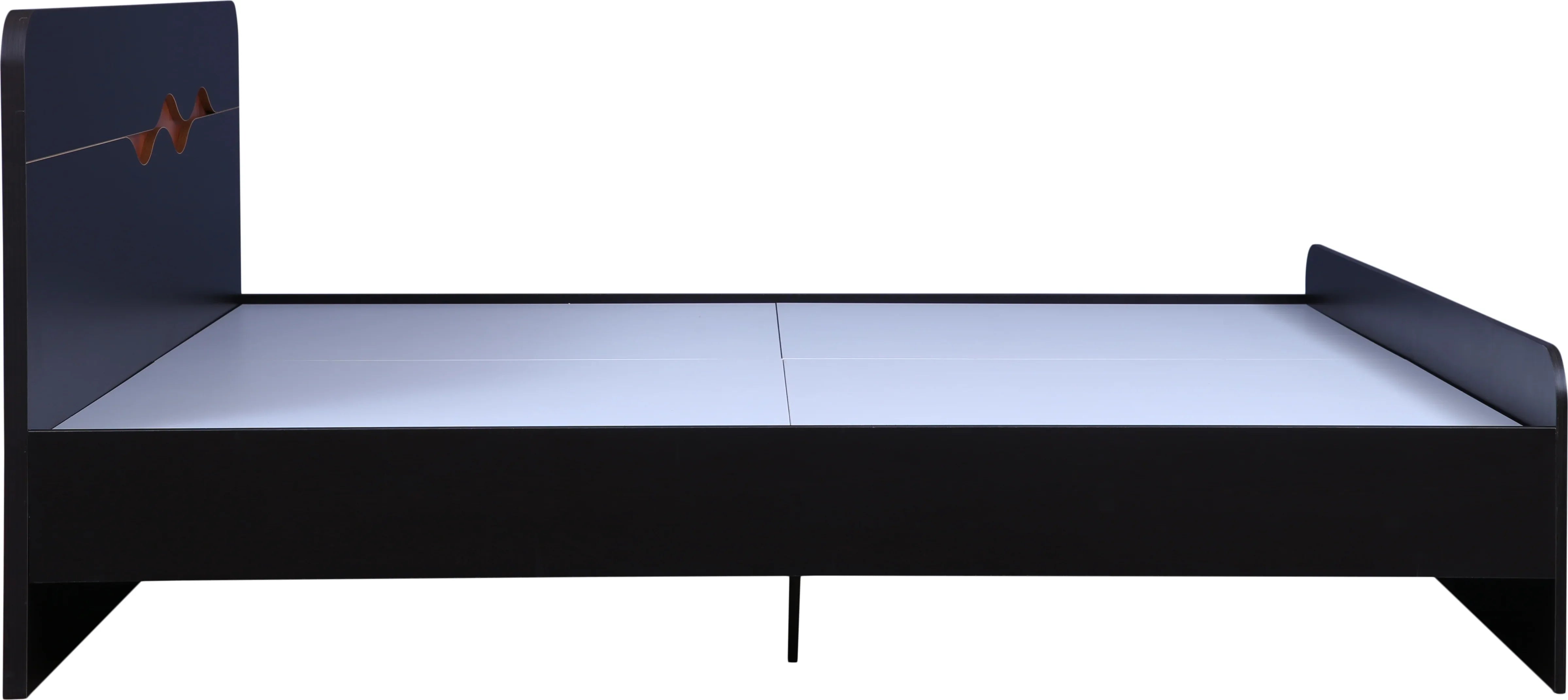 Swirl Queen bed without storage in Dark Oak Colour - HomeTown