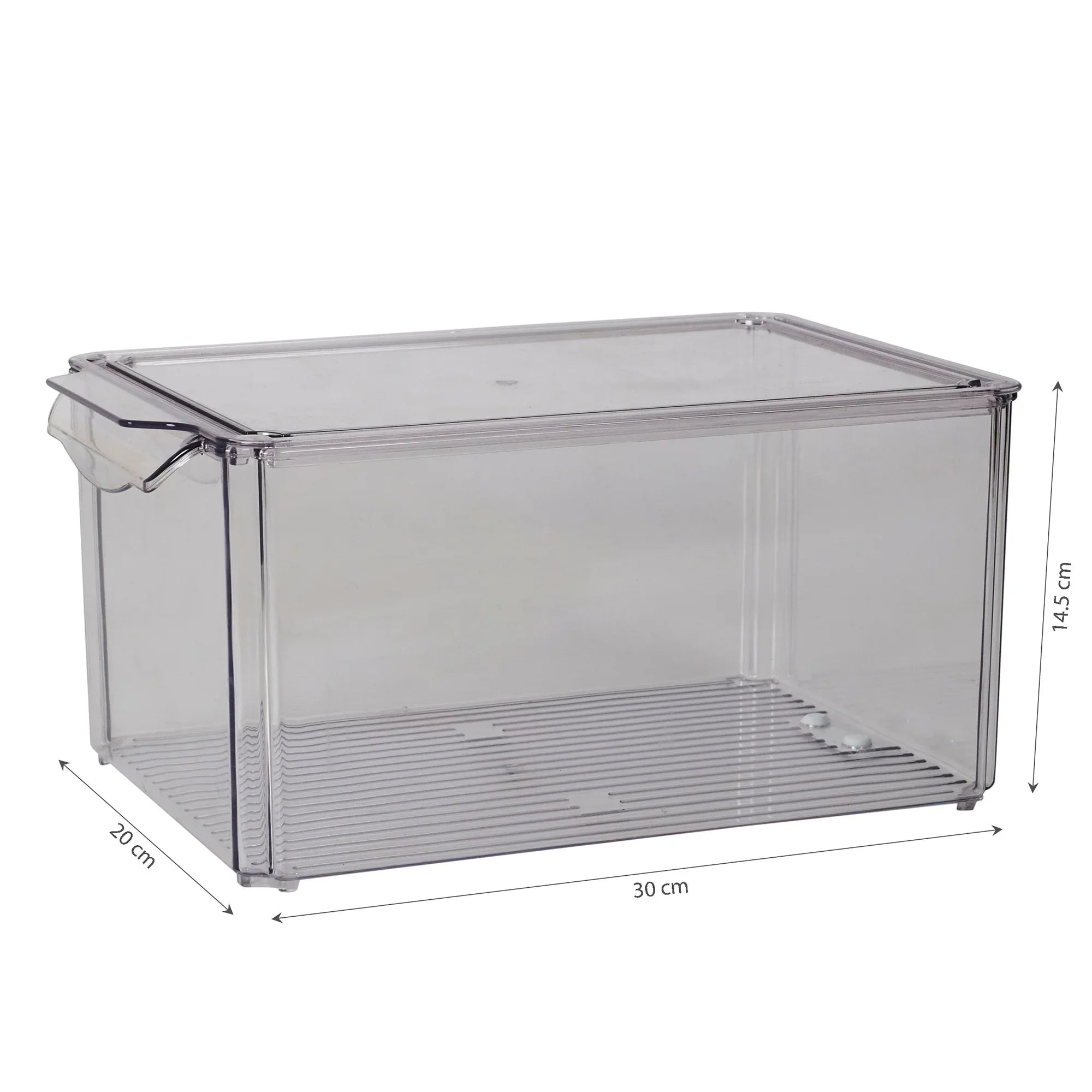 Robusto PET BPA Free Stackable Fridge Organizer with Lid & Drain - 8.4 Ltr in Transparent Colour - HomeTown