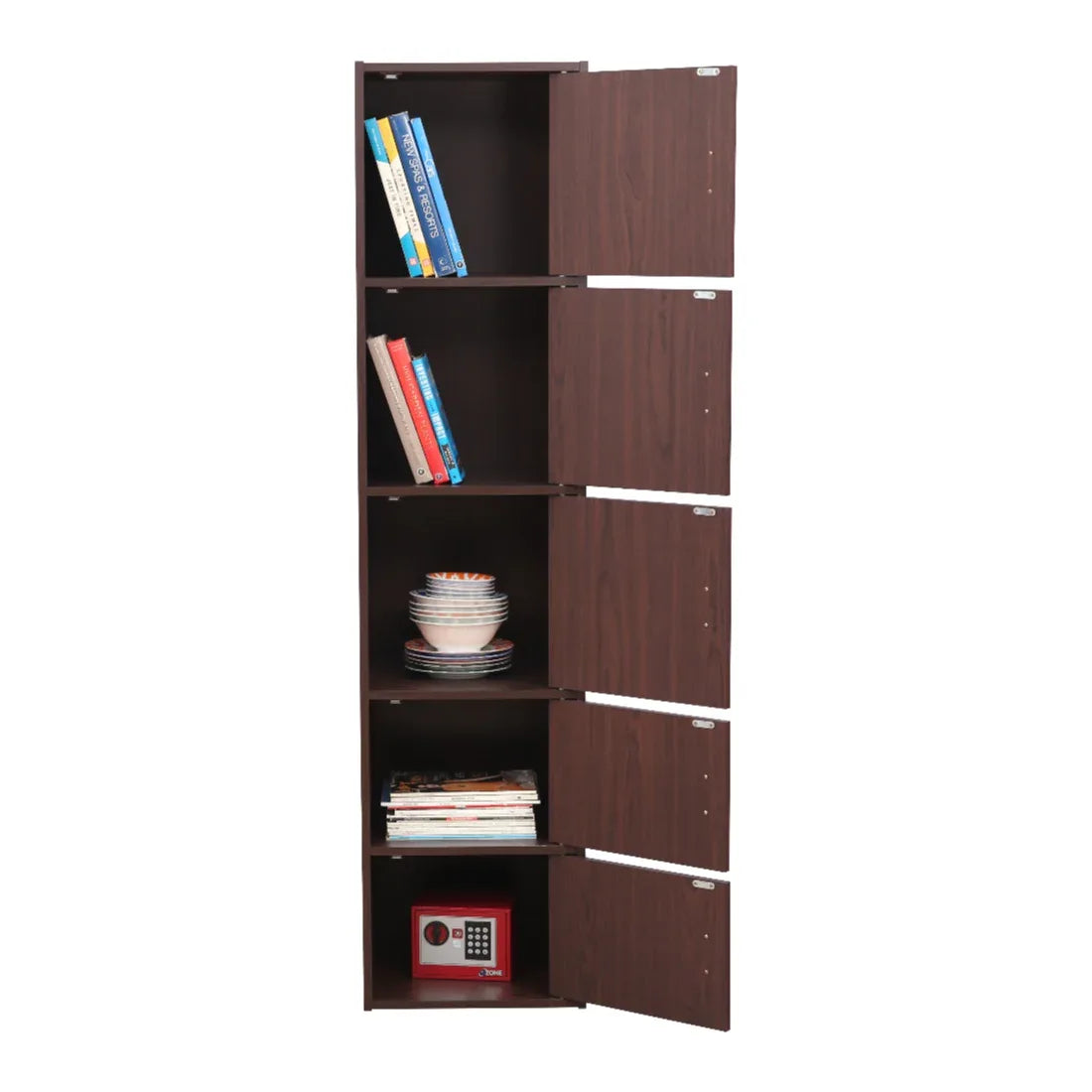 Albert Engineered Wood 5 Tier Cabinet in Cherry Brown Colour - HomeTown