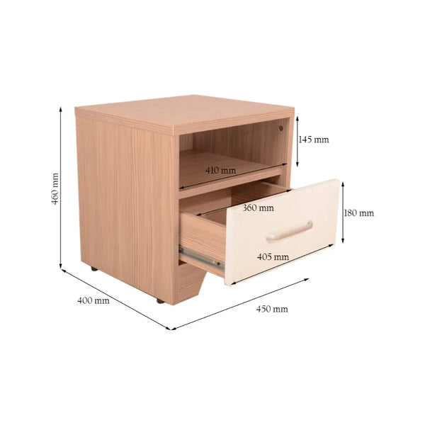Ambra Night Stand in Oak Colour dimensions