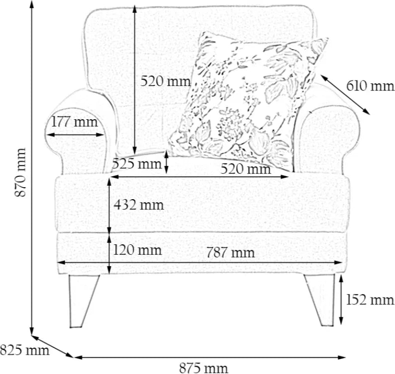 Paddington Fabric Single Seater Sofa - HomeTown